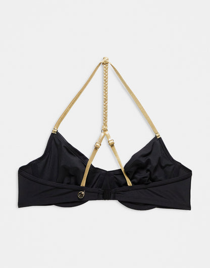 Hunkemoller paradise bikini top with t bar strap in nero