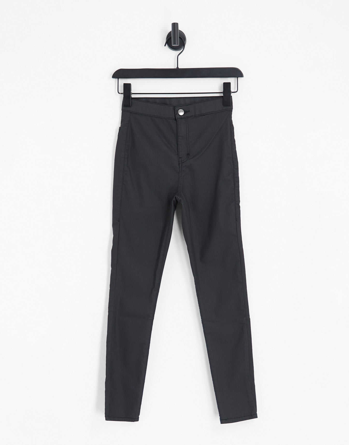 Topshop Petite high rise Joni jeans in coated black