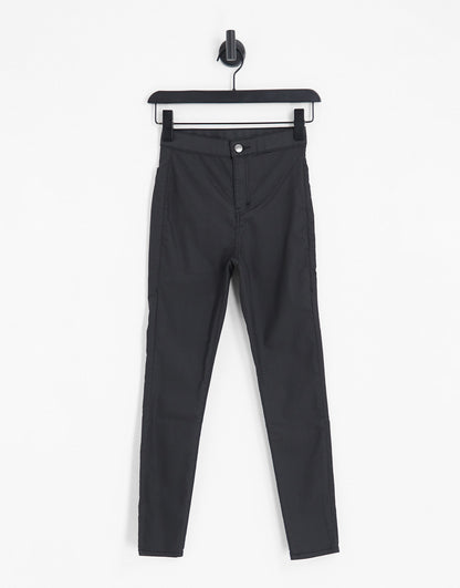 Topshop Petite high rise Joni jeans in coated black