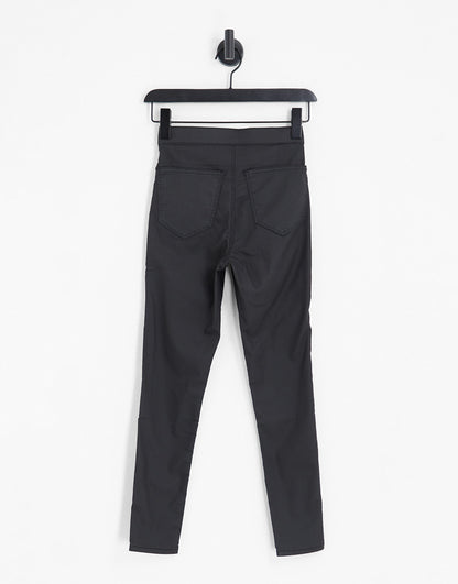 Topshop Petite high rise Joni jeans in coated black