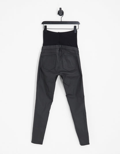 Topshop Maternity high rise Jamie jeans in coated Black