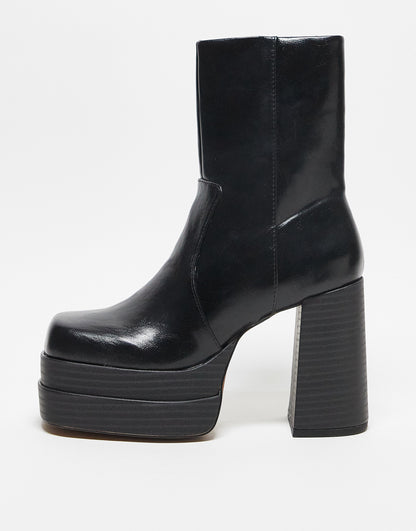 ASOS DESIGN East high-heeled platform boots in black