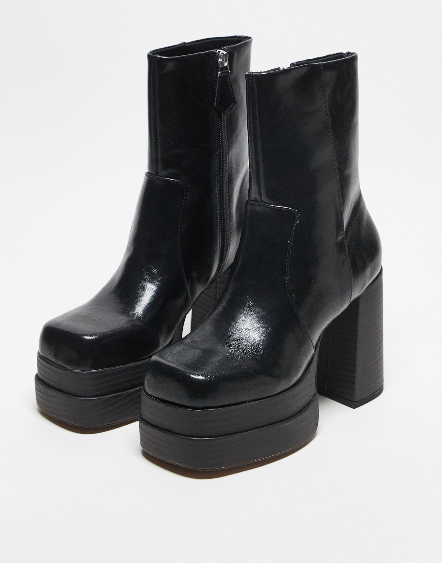 ASOS DESIGN East high-heeled platform boots in black