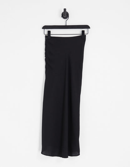 Topshop square neck jersey midi dress in black