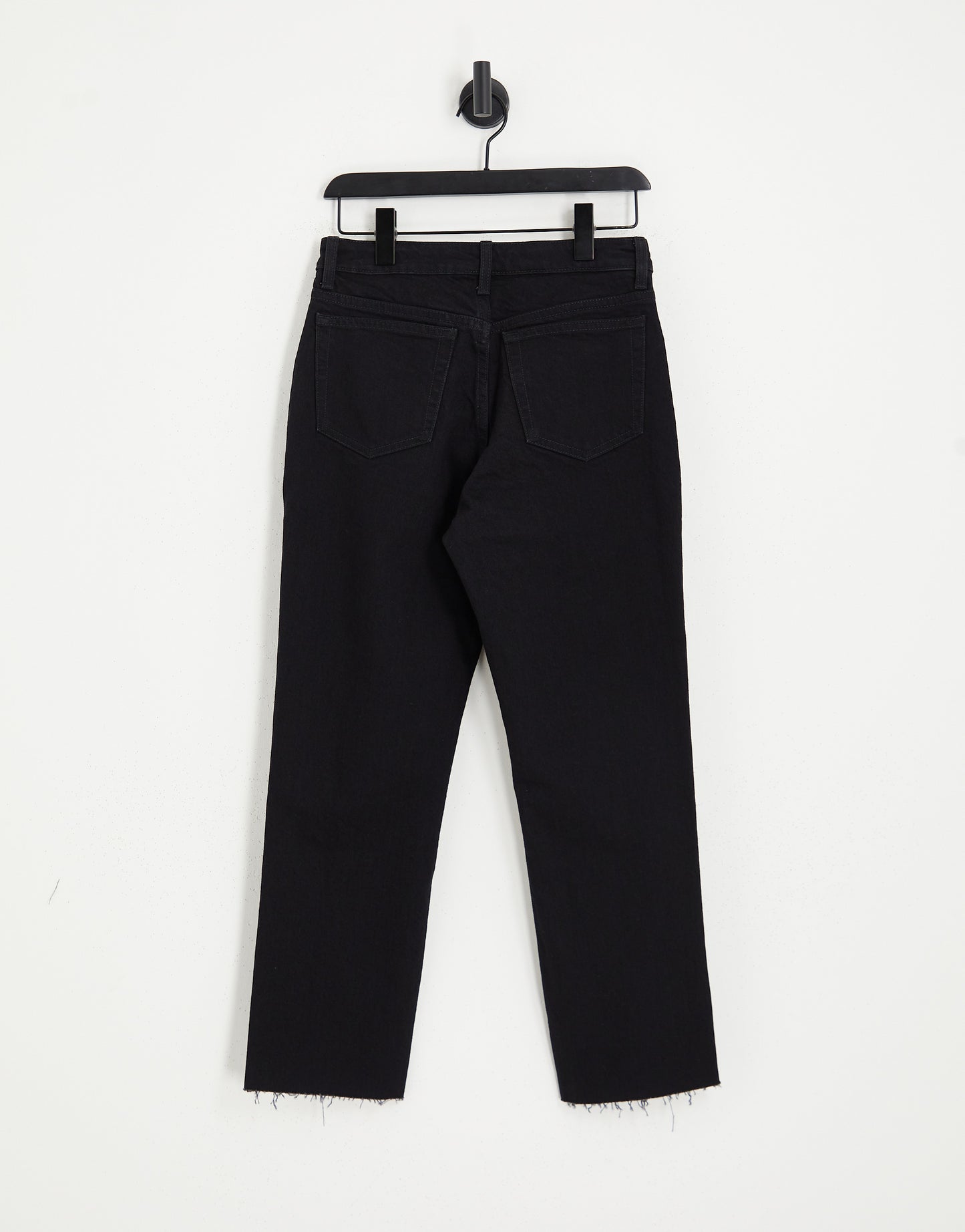 Topshop cropped mid rise with raw hems straight jeans in black