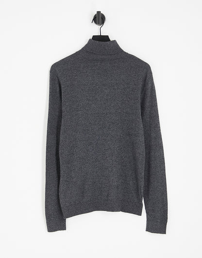 Topman knitted jumper with roll neck in mono twist