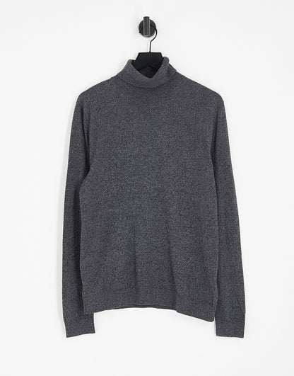 Topman knitted jumper with roll neck in mono twist