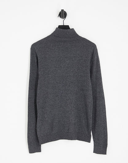 Topman knitted jumper with roll neck in mono twist