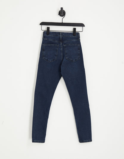 Topshop Petite high rise Jamie jeans in blue black