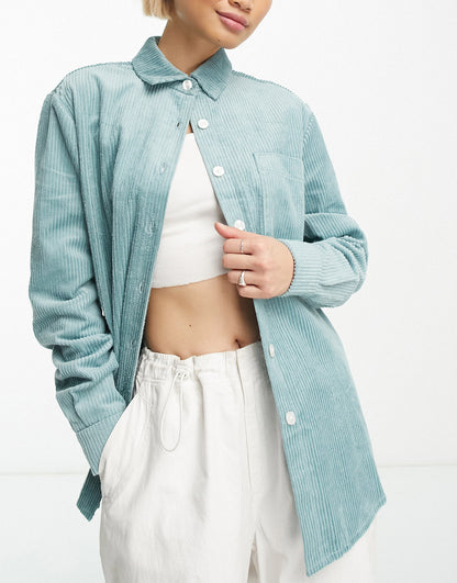 ASOS MADE IN KENYA jumbo corduroy shirt in teal