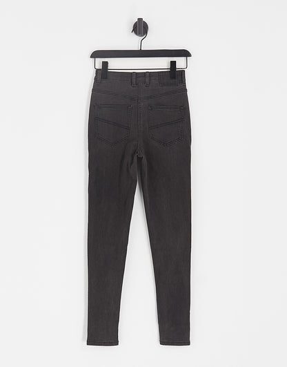 COLLUSION high waist skinny jeans in black - BLACK