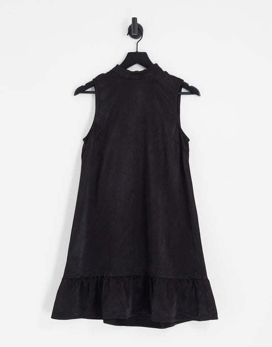 Vila sateen smock dress in black