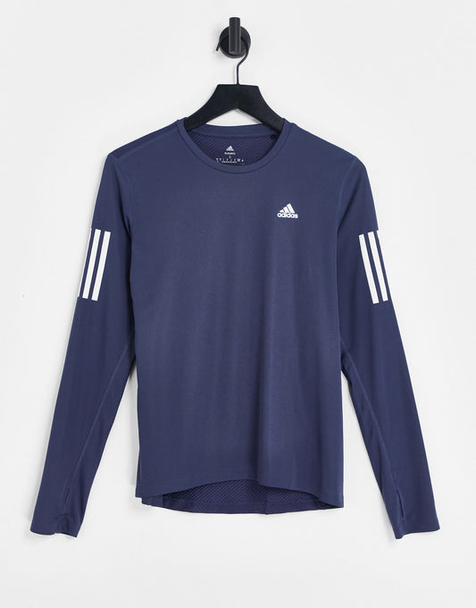 adidas Running Own The Run long sleeve t-shirt in navy