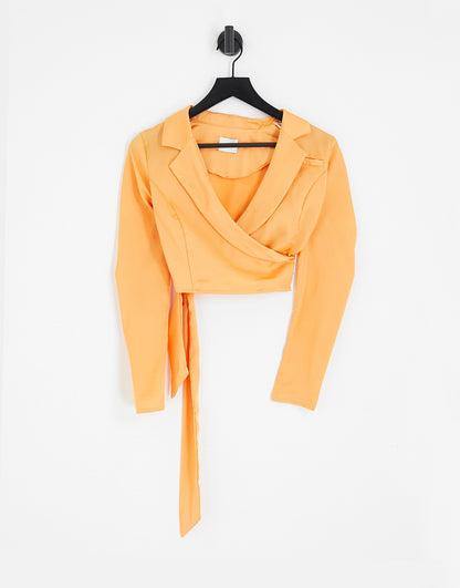 Vila wrap crop shirt in apricot