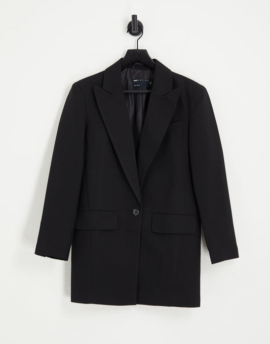 ASOS DESIGN new perfect long line shape blazer in black