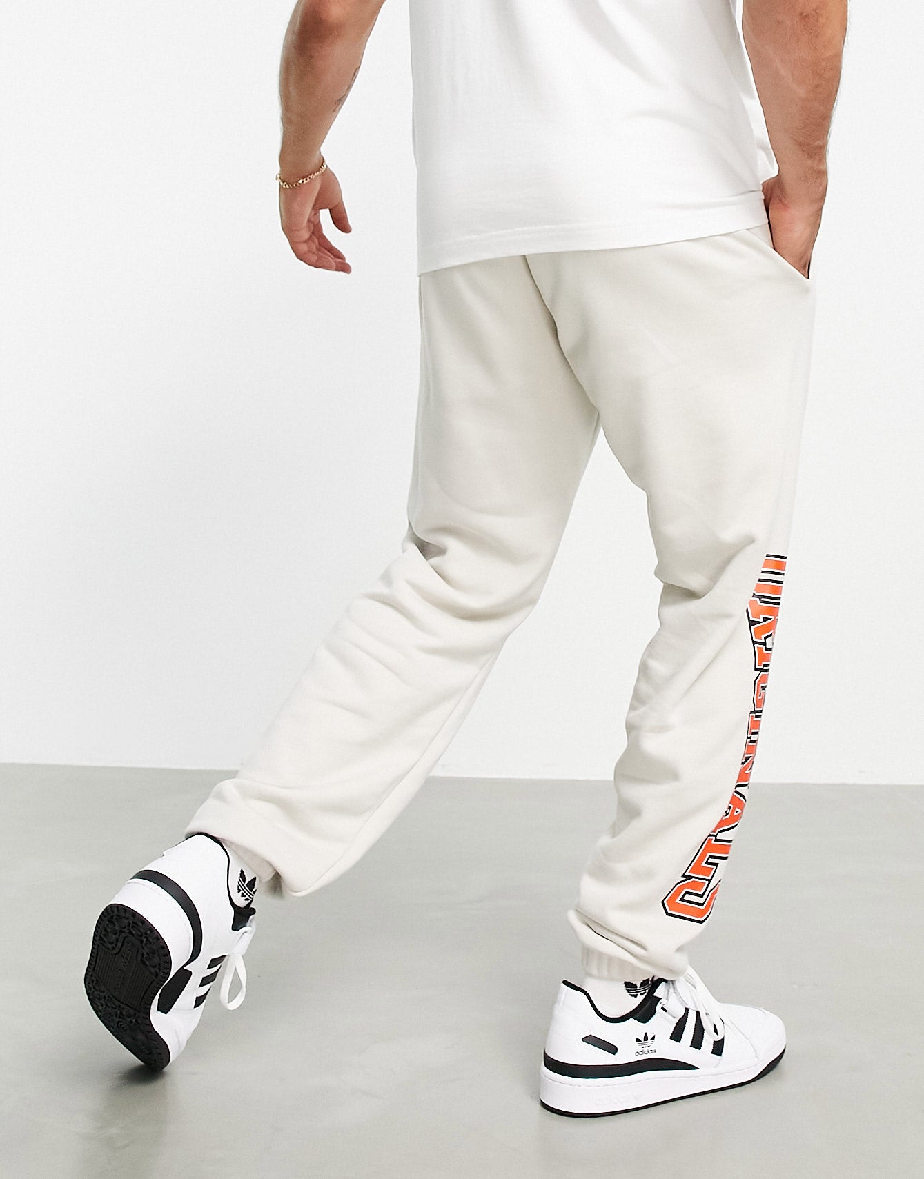 adidas Originals 'Retro Revival' logo graphics joggers in oatmeal