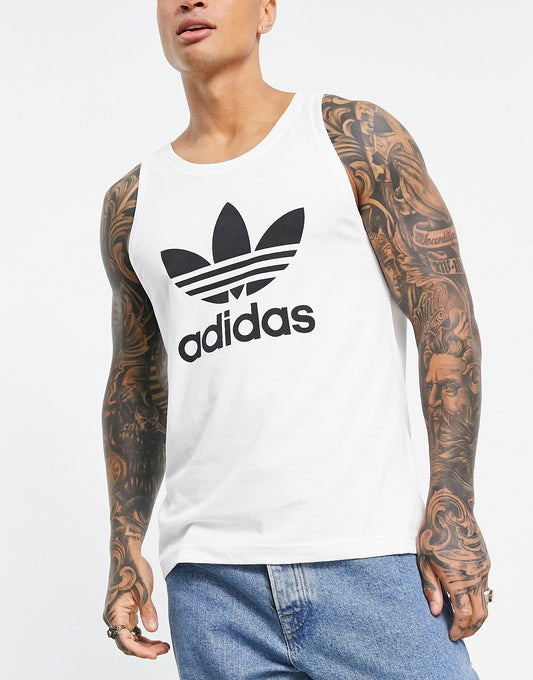 adidas Originals adicolor large trefoil vest in white