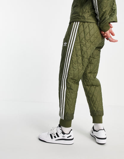 adidas Originals adicolor quilted track pants in khaki