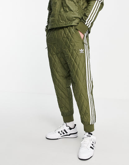 adidas Originals adicolor quilted track pants in khaki