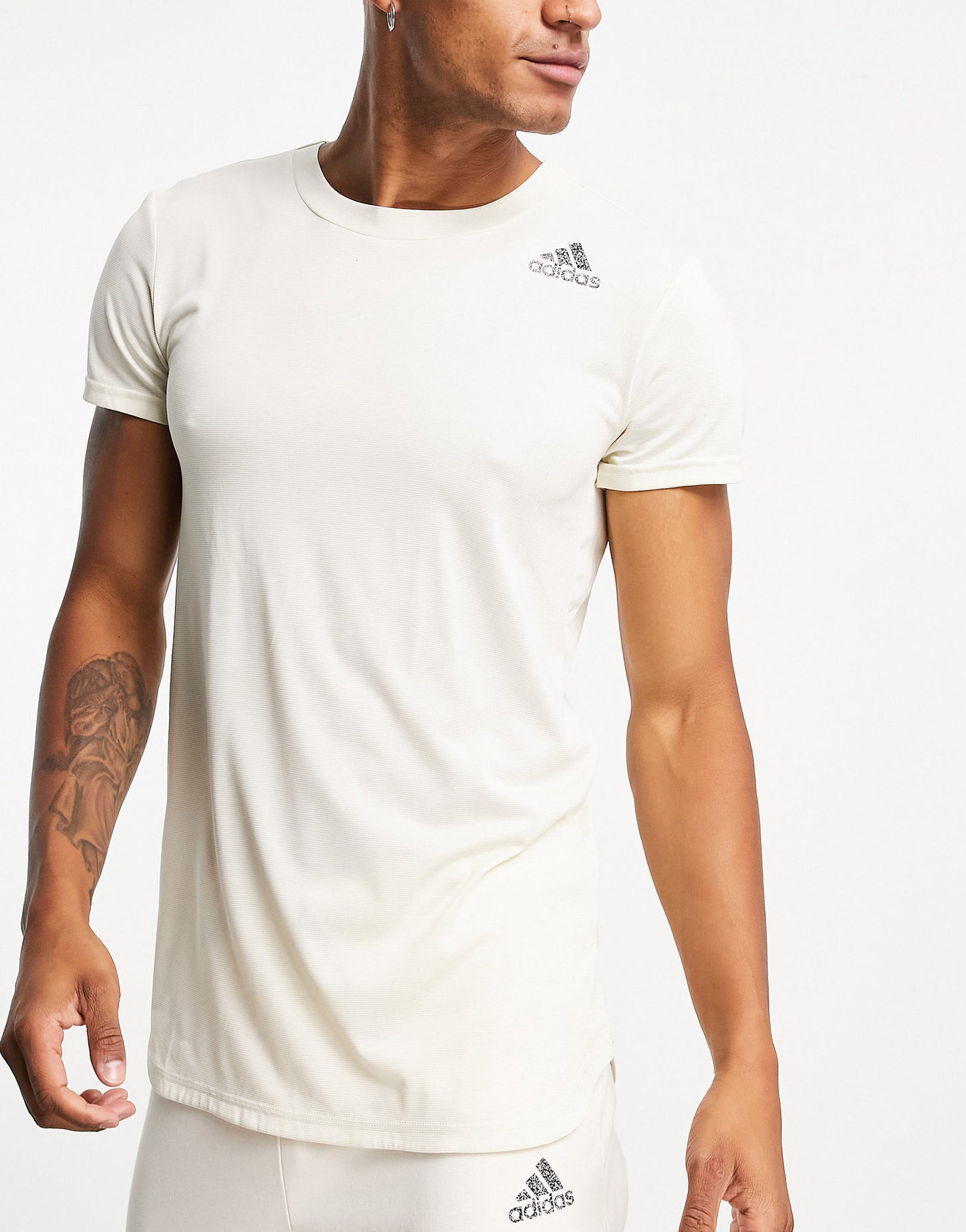 adidas Yoga hoot-shirt with back tonal three stripe in beige