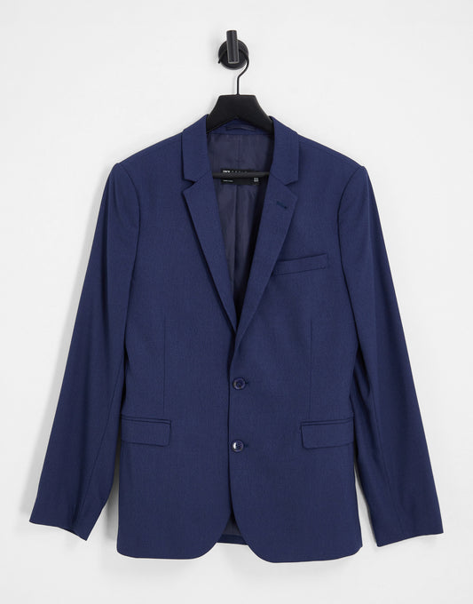 ASOS DESIGN wedding super skinny suit jacket in navy micro texture