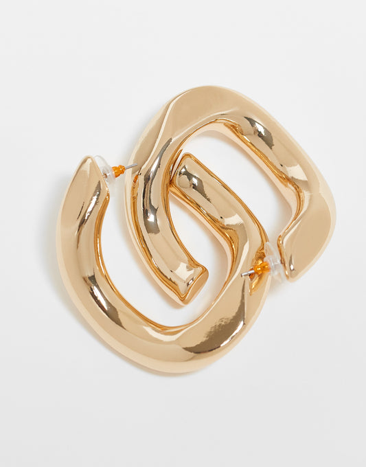 ASOS DESIGN hoop earring with large twist link design in gold tone