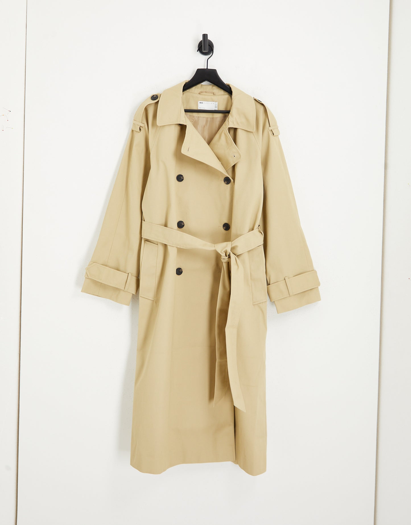 ASOS DESIGN Curve longline trench coat in stone