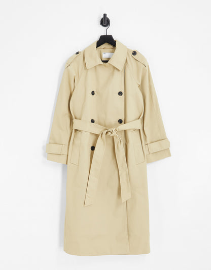 ASOS DESIGN Maternity longline trench coat in stone