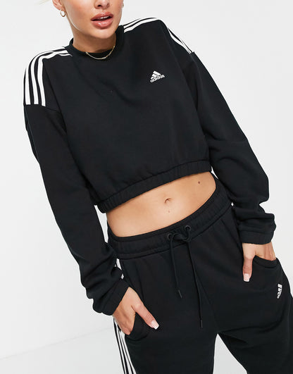 adidas Sportswear cropped sweat in black