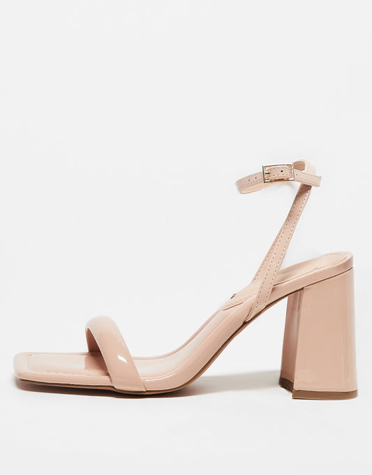 ASOS DESIGN Hilton barely there block heeled sandals in beige