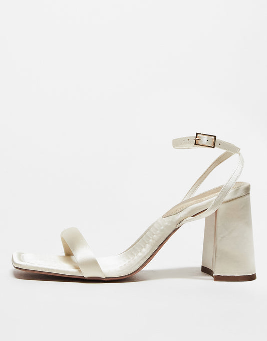 ASOS DESIGN Hilton barely there block heeled sandals in ivory