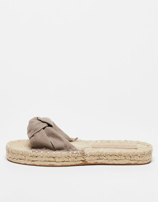 ASOS DESIGN Wide Fit Jade knotted espadrille mules in beige