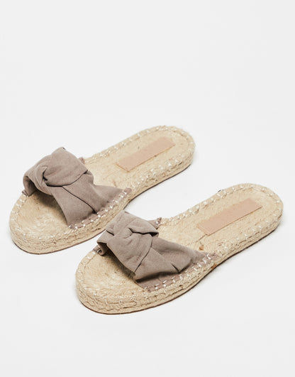 ASOS DESIGN Wide Fit Jade knotted espadrille mules in beige