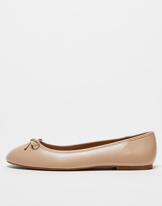 ASOS DESIGN Locus round ballet flats in beige