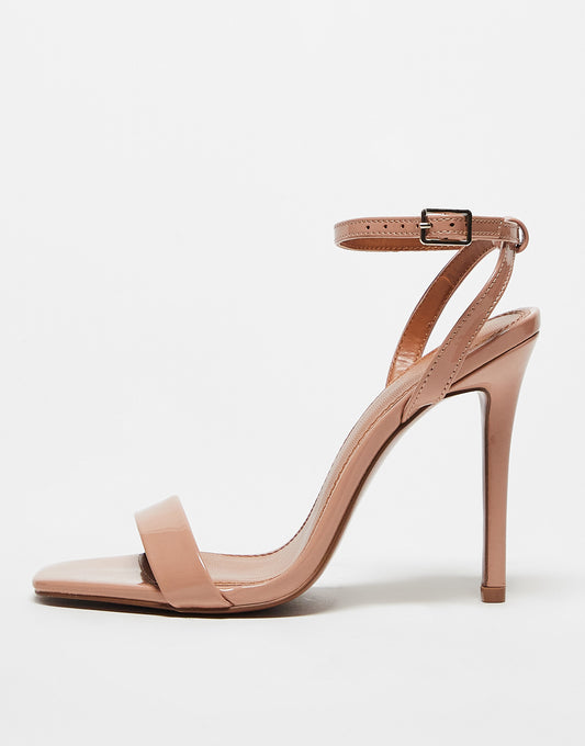 ASOS DESIGN Neva barely there heeled sandals in beige