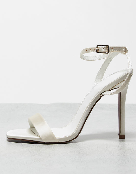 ASOS DESIGN Neva barely there heeled sandals in ivory