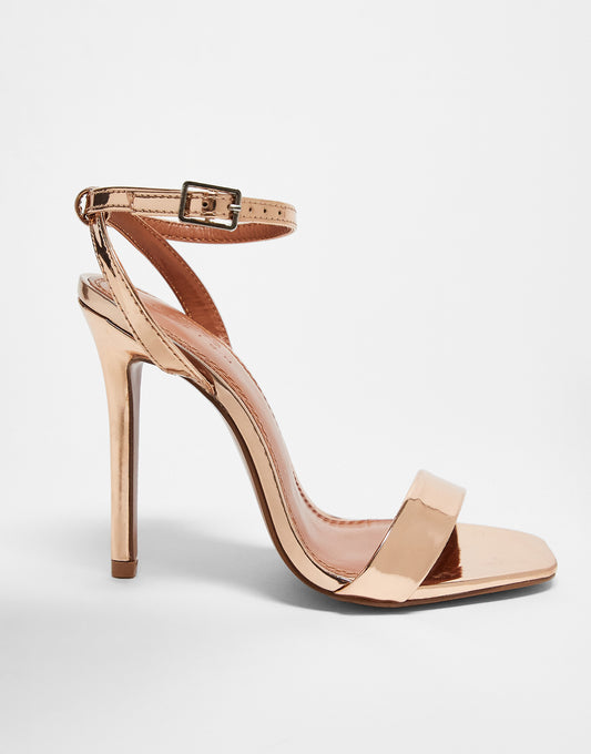 ASOS DESIGN Wide Fit Neva barely there heeled sandals in rose gold