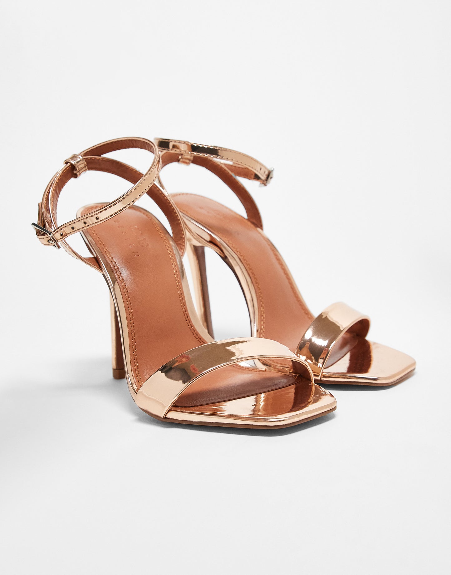 ASOS DESIGN Wide Fit Neva barely there heeled sandals in rose gold