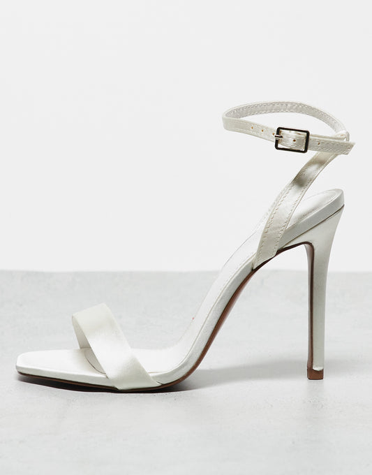 ASOS DESIGN Wide Fit Neva barely there heeled sandals in ivory