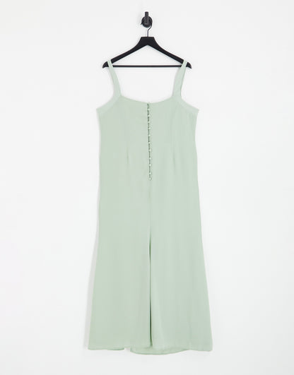 ASOS DESIGN Bridesmaid maxi dress with curved neckline and satin straps