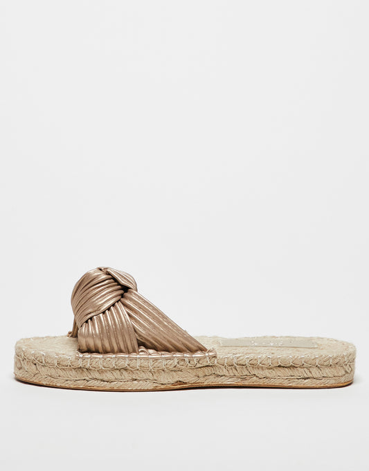 ASOS DESIGN Jade knotted espadrille mules in gold