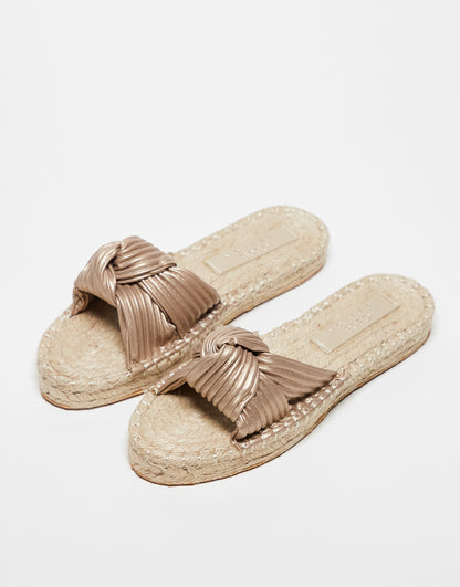 ASOS DESIGN Jade knotted espadrille mules in gold