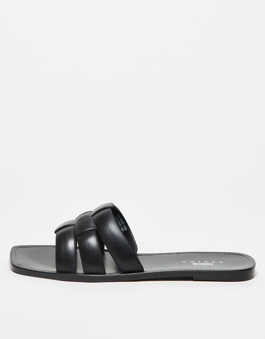 ASOS DESIGN Wide Fit Fame woven jelly flat sandals in black