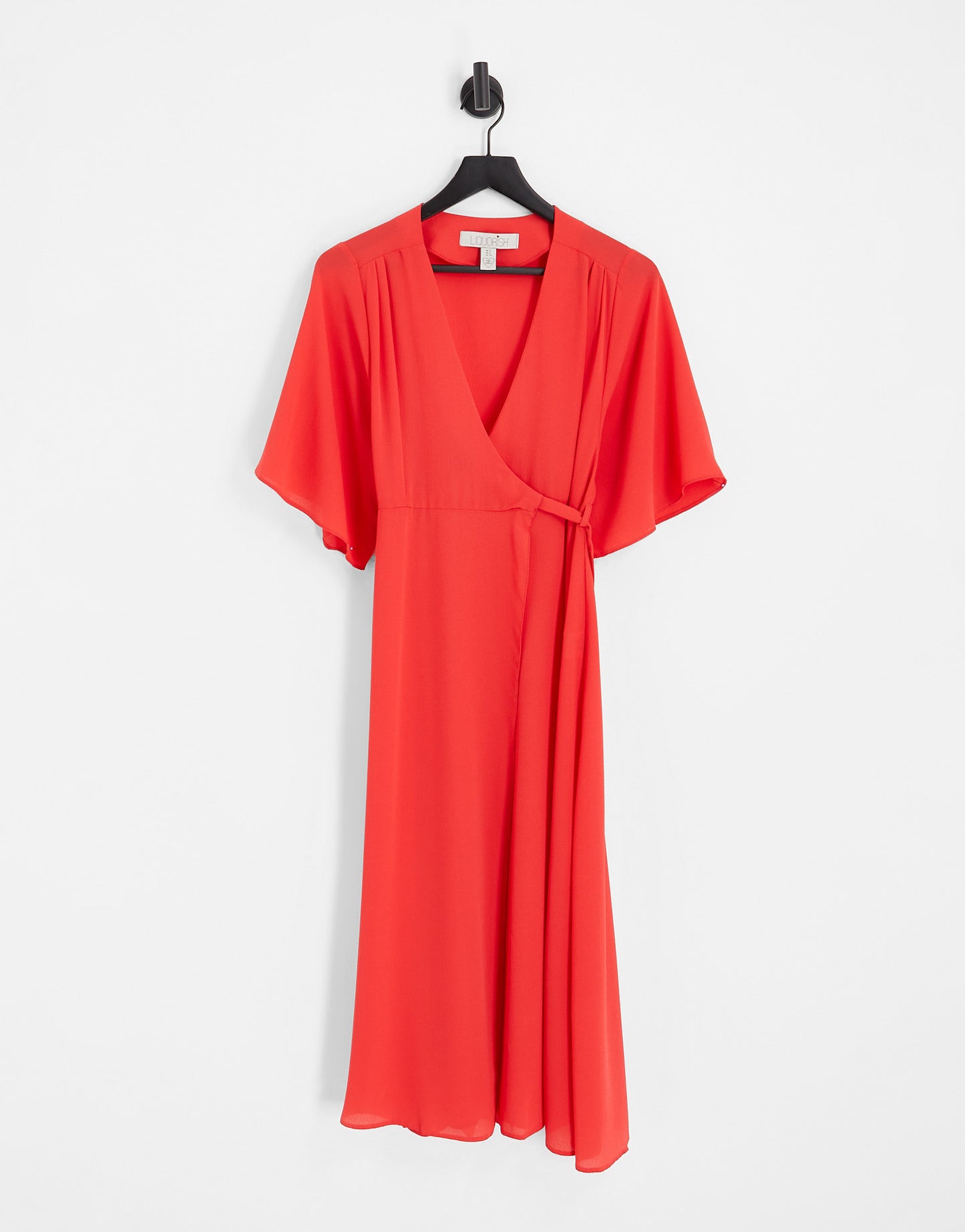 Liquorish kimono sleeve wrap dress in red