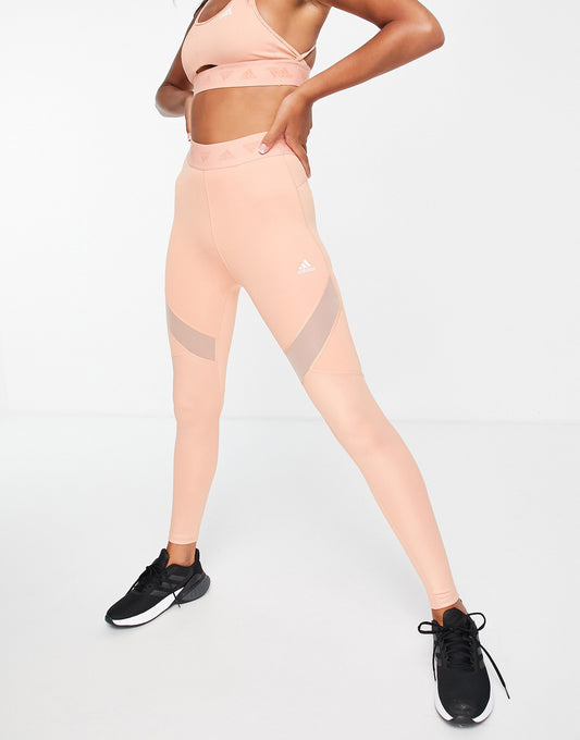 adidas Training leggings with insert detail in blush pink