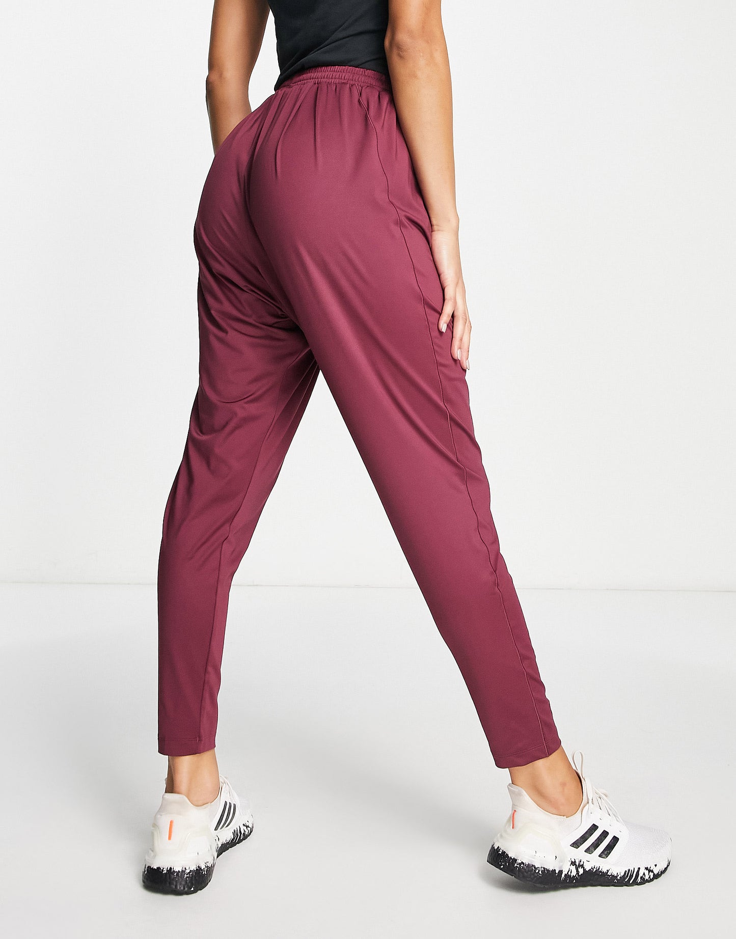 adidas Training yoga high waist joggers in burgudy