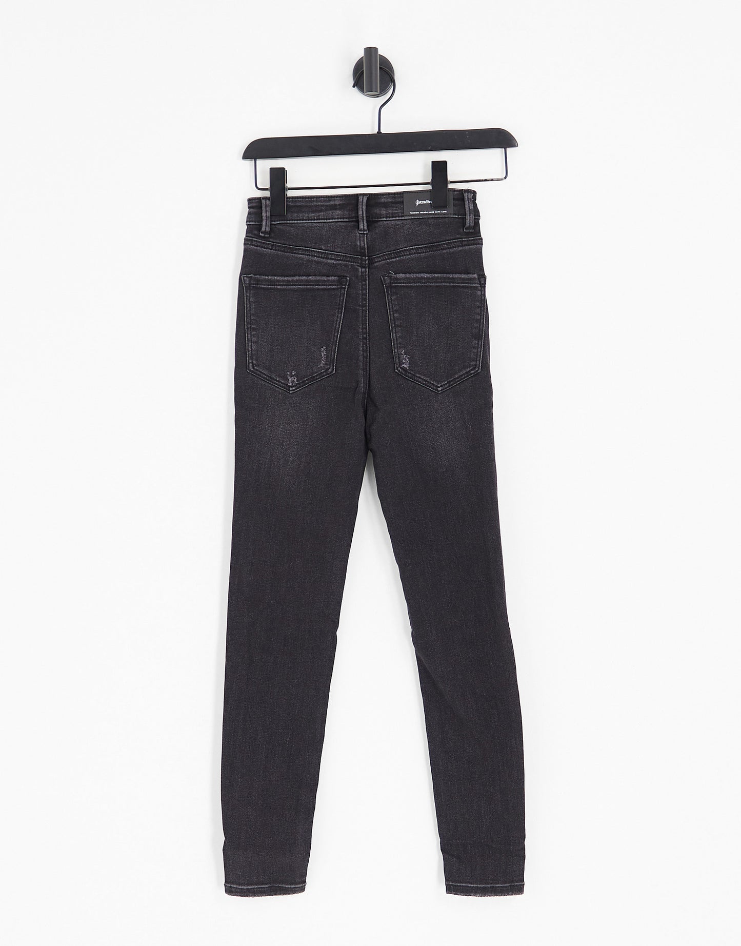 Stradivarius Petite super high waist skinny jeans in black