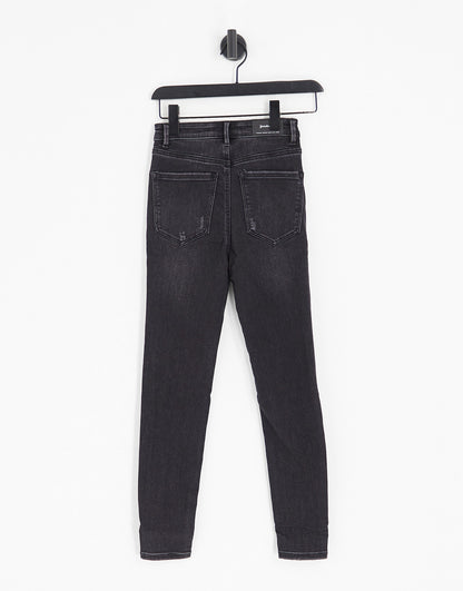 Stradivarius Petite super high waist skinny jeans in black