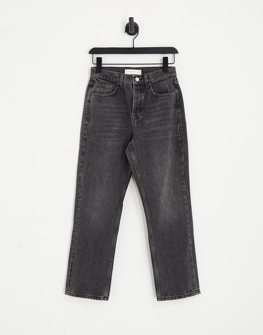 Topshop Editor high rise straight jean in washed black