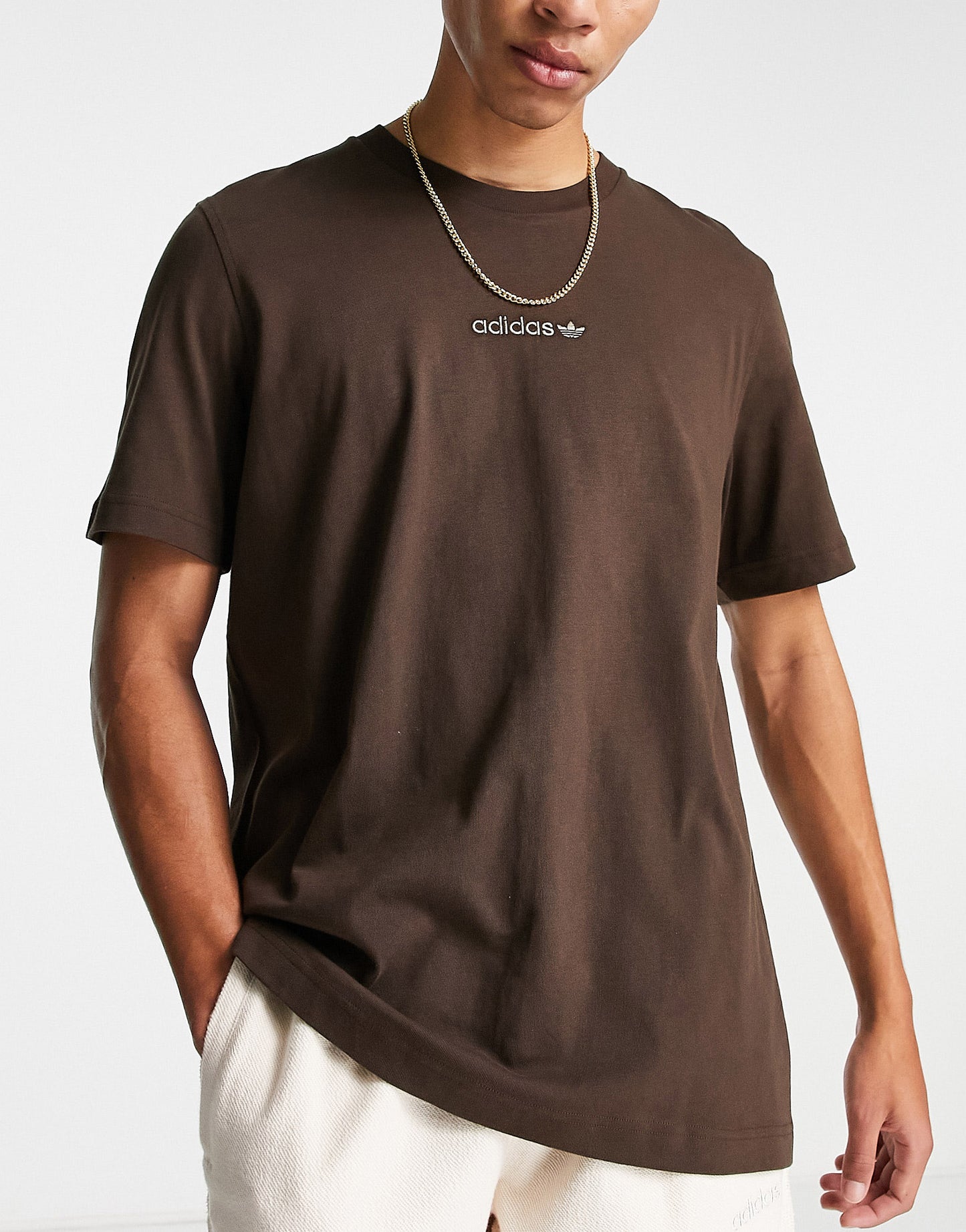 adidas Originals 'Tonal Textures' t-shirt in brown with back logo